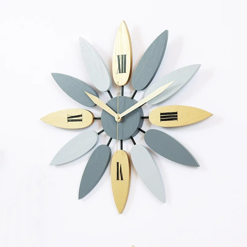 Folia Sunburst Wood Wall Clock Scandinavian