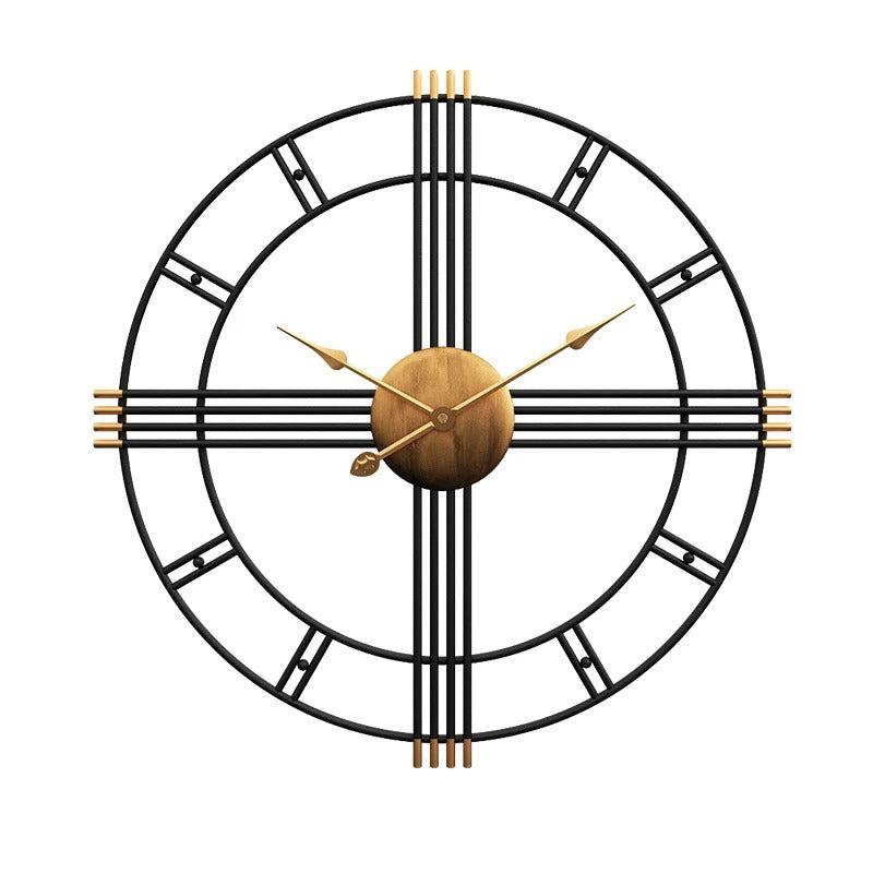 Krono Round Metal and Wood Wall Clock Modern