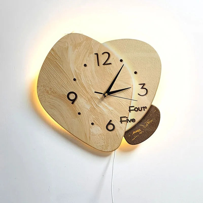 Lumio Round Wood Backlit Wall Clock Modern
