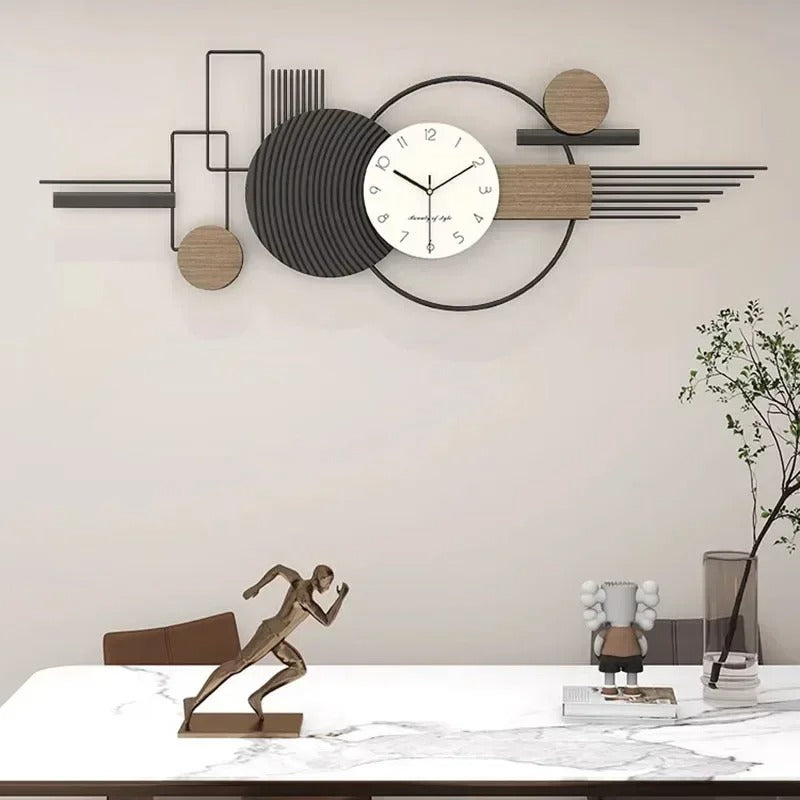 Geova Geometric Metal and Wood Wall Clock Modern