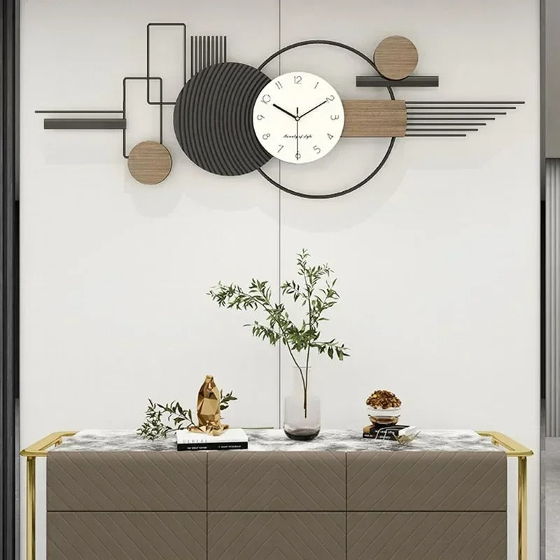 Geova Geometric Metal and Wood Wall Clock Modern
