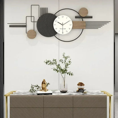 Geova Geometric Metal and Wood Wall Clock Modern