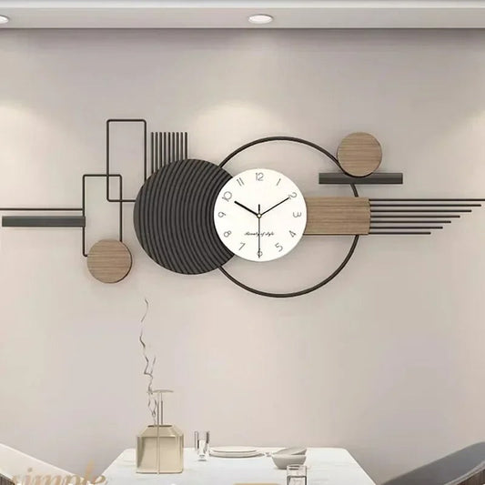 Geova Geometric Metal and Wood Wall Clock Modern