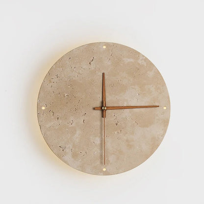 Mileni Round Travertine Backlit Wall Clock Modern