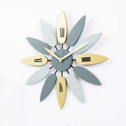 Folia Sunburst Wood Wall Clock Scandinavian