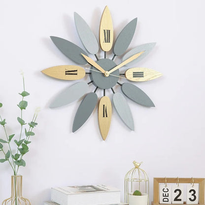 Folia Sunburst Wood Wall Clock Scandinavian