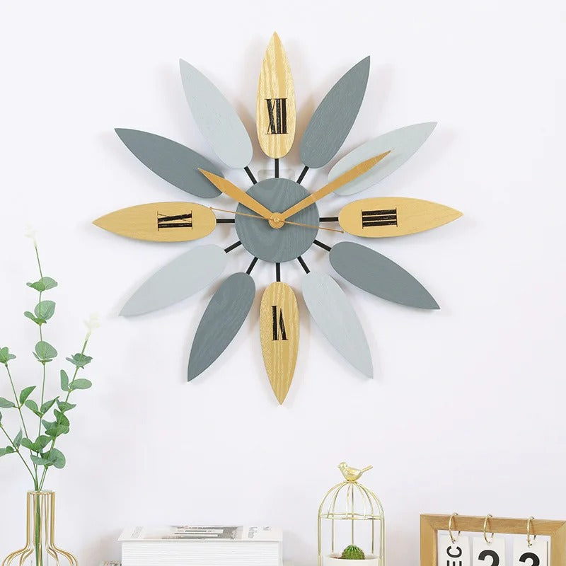 Folia Sunburst Wood Wall Clock Scandinavian