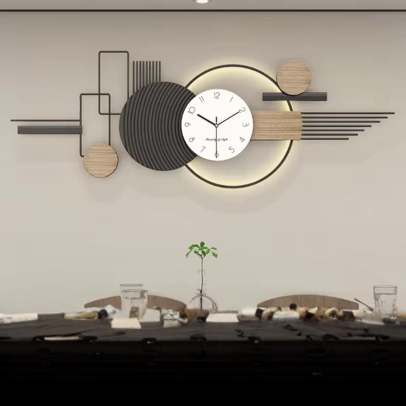 Geova Geometric Metal and Wood Wall Clock Modern