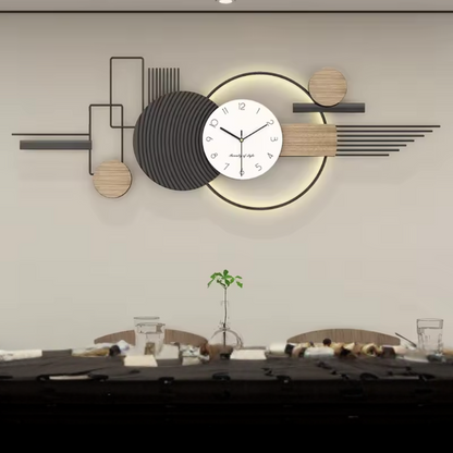 Geova Geometric Metal and Wood Wall Clock Modern