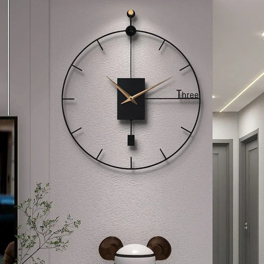 Navio Round Metal Pendulum Wall Clock Modern