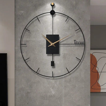 Navio Round Metal Pendulum Wall Clock Modern