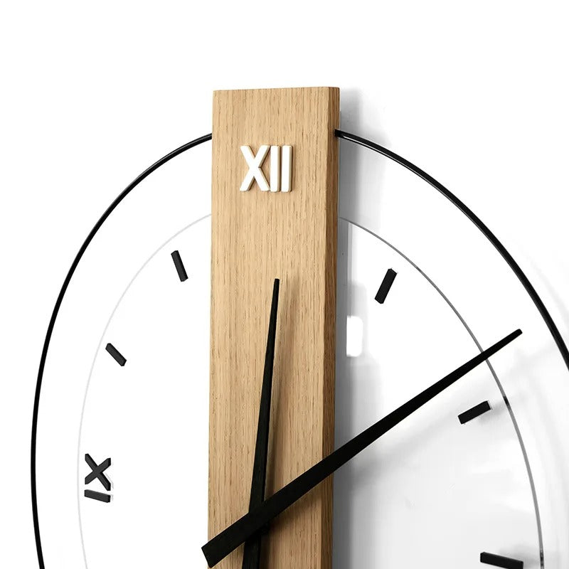 Ravio Round Wood and Metal Wall Clock Modern