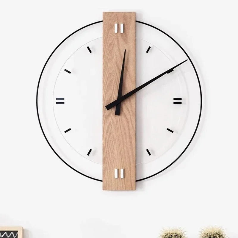 Ravio Round Wood and Metal Wall Clock Modern
