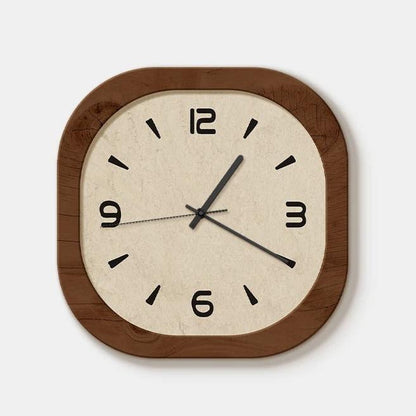 Roven Rounded Square Wood Wall Clock Vintage