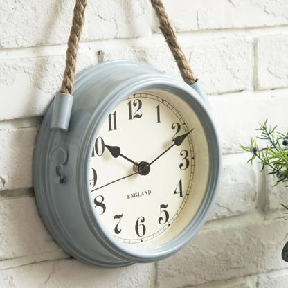 Ropo Round Metal and Rope Wall Clock Vintage