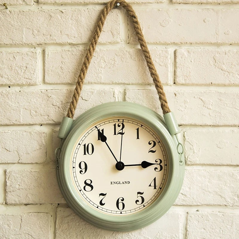 Ropo Round Metal and Rope Wall Clock Vintage