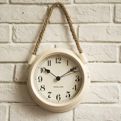 Ropo Round Metal and Rope Wall Clock Vintage