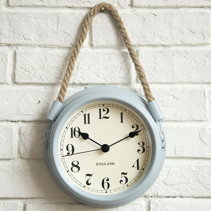 Ropo Round Metal and Rope Wall Clock Vintage