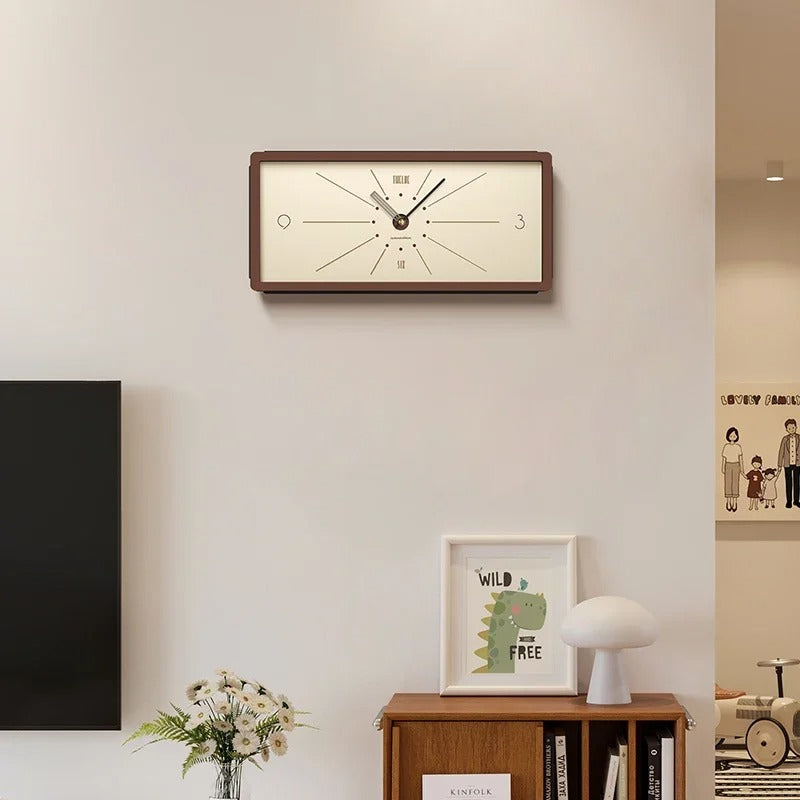 Lineo Rectangular Wood Wall Clock Vintage
