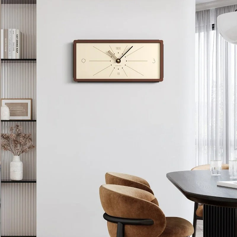 Lineo Rectangular Wood Wall Clock Vintage
