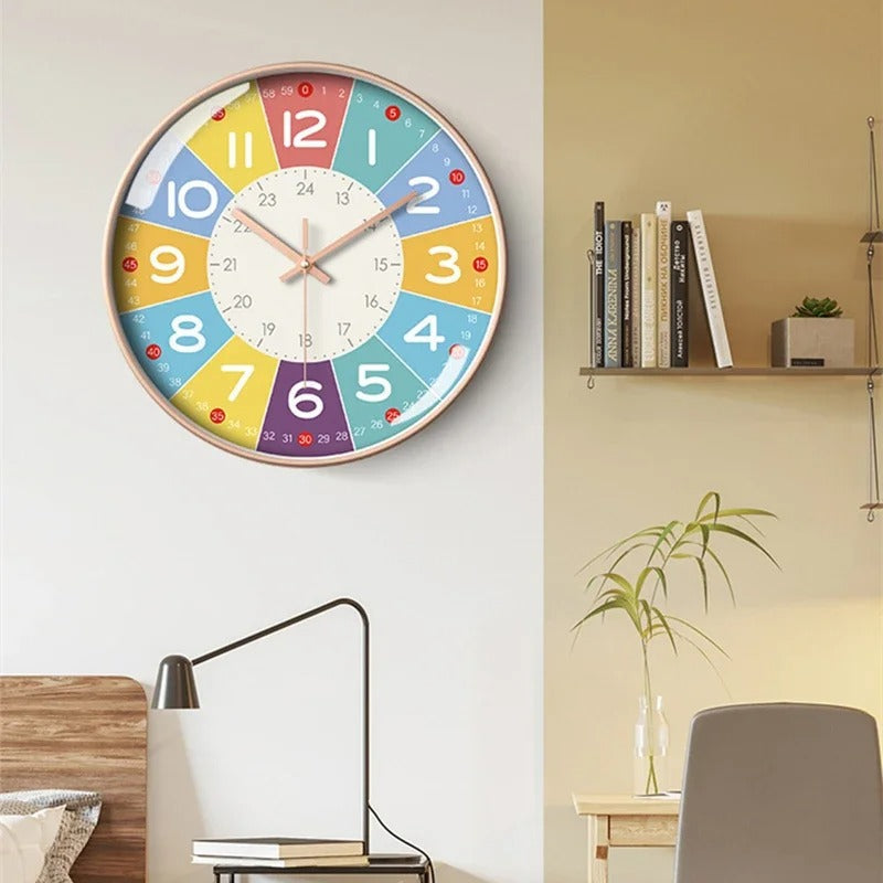 Colo Round Metal Wall Clock Educational