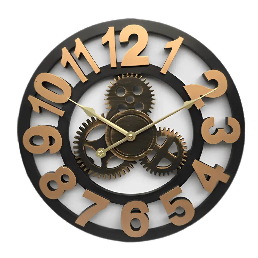 Galdo Round Metal Gear Wall Clock Industrial