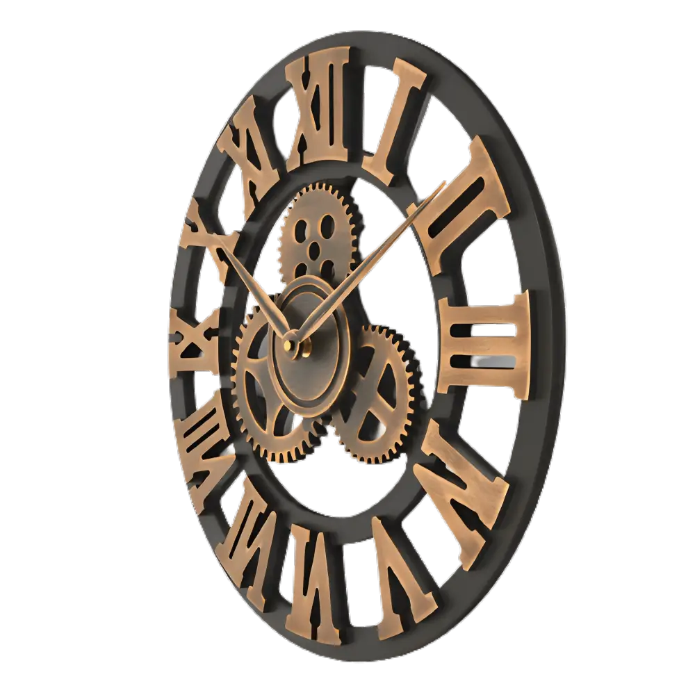 Galdo Round Metal Gear Wall Clock Industrial