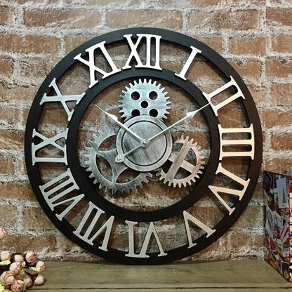 Galdo Round Metal Gear Wall Clock Industrial