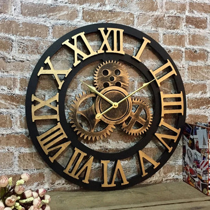 Galdo Round Metal Gear Wall Clock Industrial