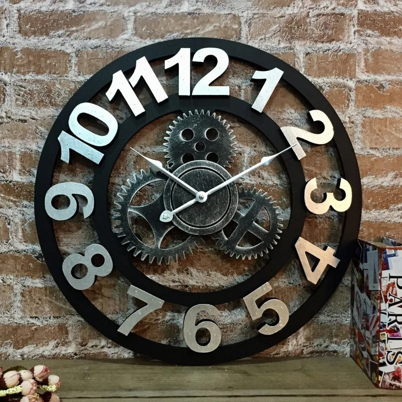 Galdo Round Metal Gear Wall Clock Industrial