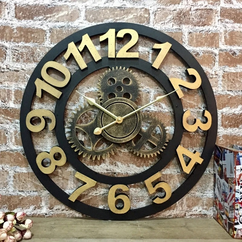 Galdo Round Metal Gear Wall Clock Industrial