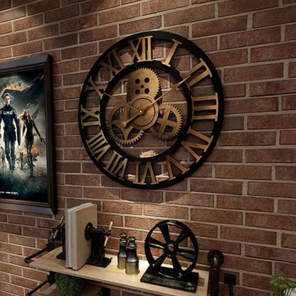 Galdo Round Metal Gear Wall Clock Industrial