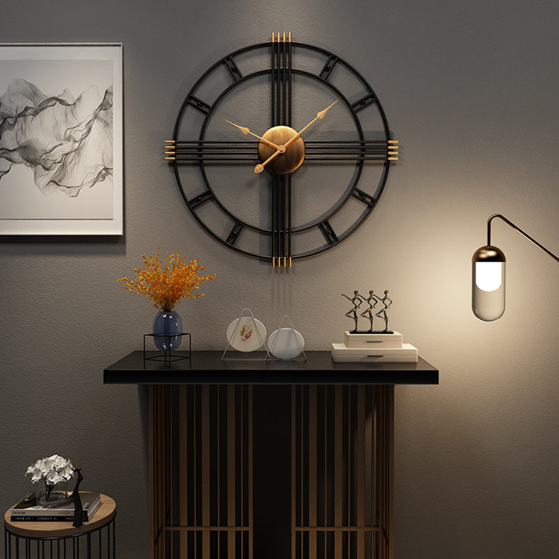 Krono Round Metal and Wood Wall Clock Modern