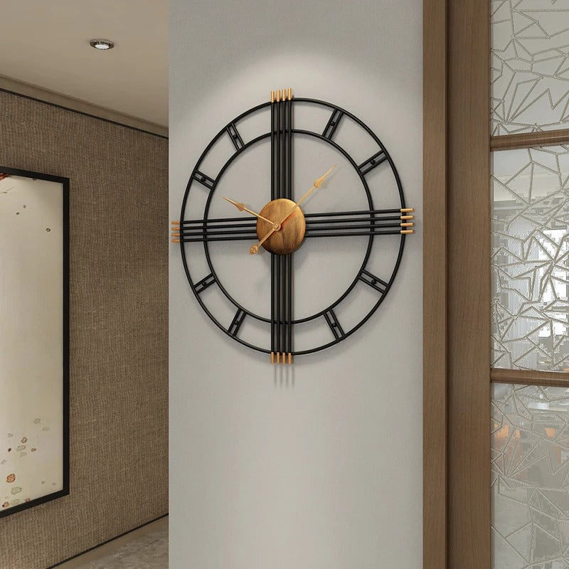 Krono Round Metal and Wood Wall Clock Modern