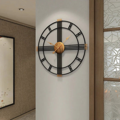 Krono Round Metal and Wood Wall Clock Modern