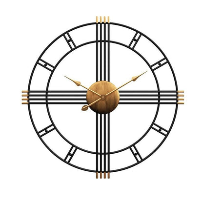 Krono Round Metal and Wood Wall Clock Modern