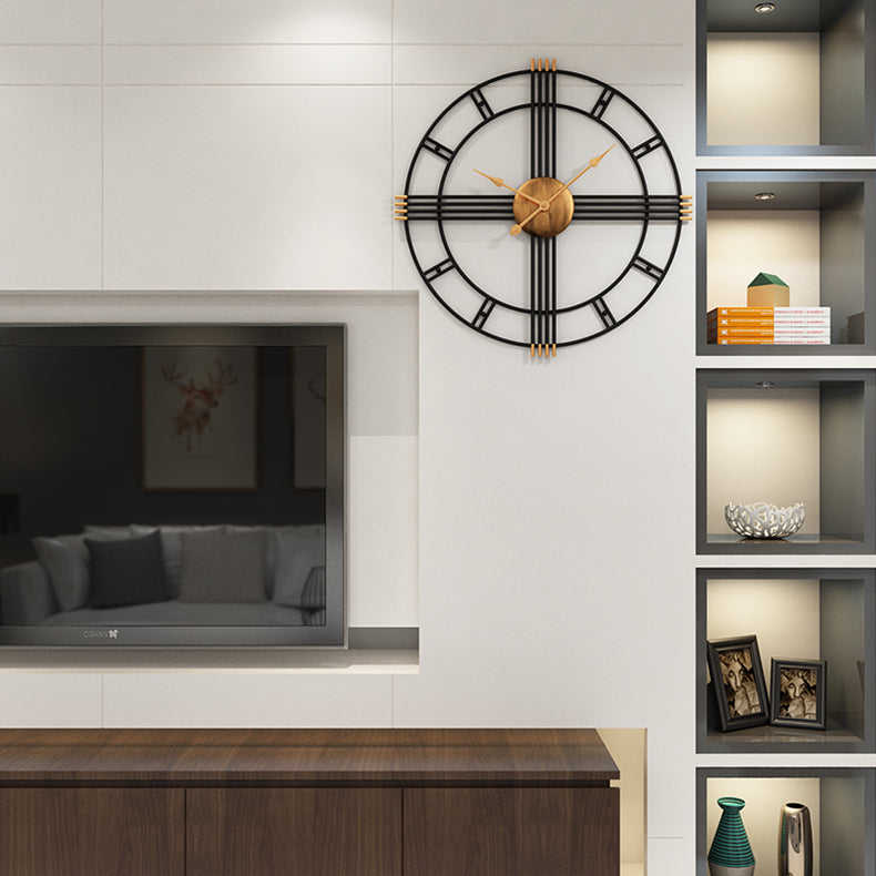 Krono Round Metal and Wood Wall Clock Modern