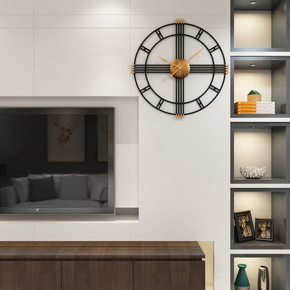 Krono Round Metal and Wood Wall Clock Modern