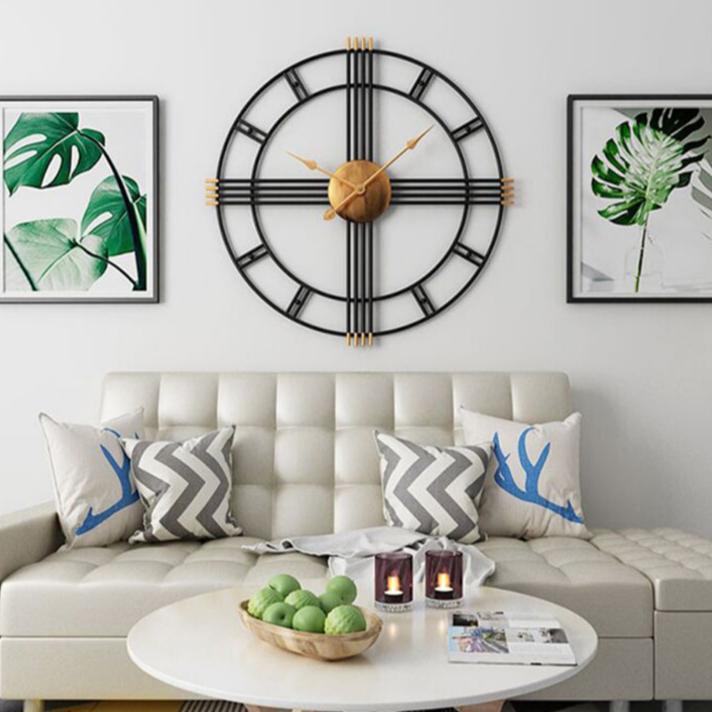 Krono Round Metal and Wood Wall Clock Modern