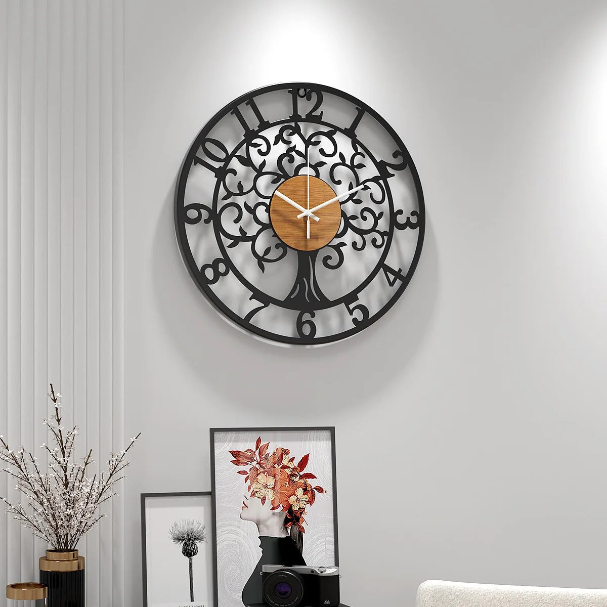 Sylva Tree of Life Metal and Wood Wall Clock