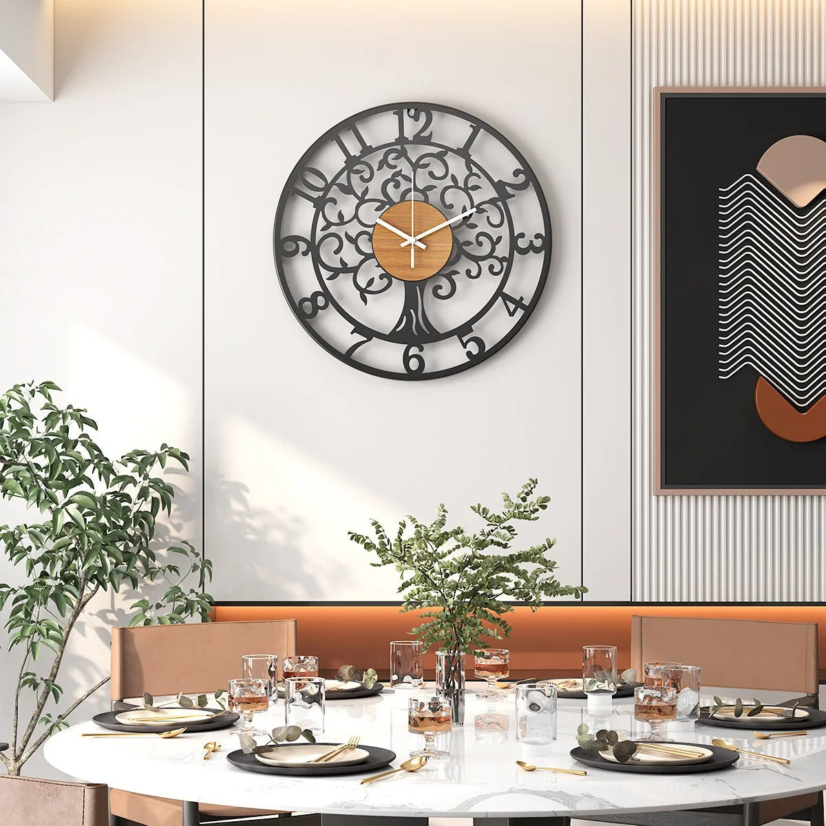 Sylva Tree of Life Metal and Wood Wall Clock