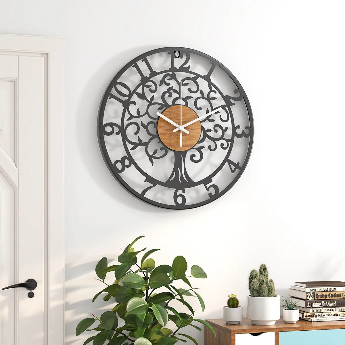 Sylva Tree of Life Metal and Wood Wall Clock