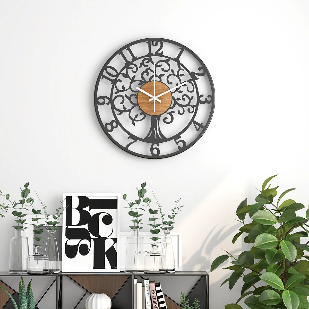 Sylva Tree of Life Metal and Wood Wall Clock