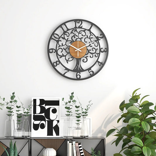 Sylva Tree of Life Metal and Wood Wall Clock