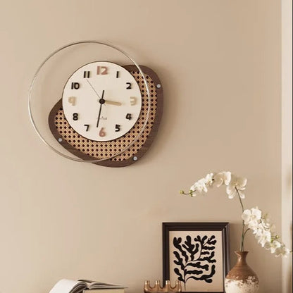 Orva Round Wood and Metal Wall Clock Modern