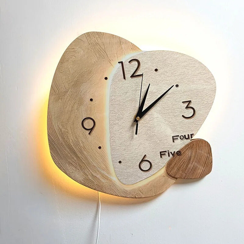 Lumio Round Wood Backlit Wall Clock Modern