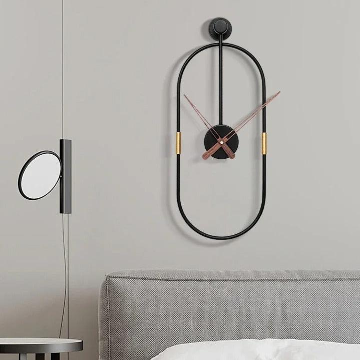 Ovalo Oval Black Metal Wall Clock Minimalist