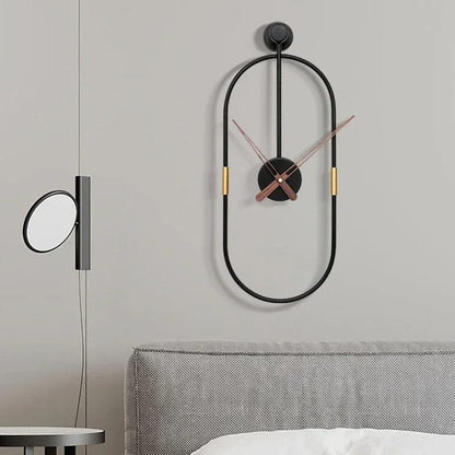 Ovalo Oval Black Metal Wall Clock Minimalist