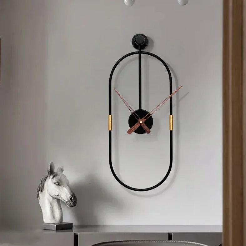 Ovalo Oval Black Metal Wall Clock Minimalist