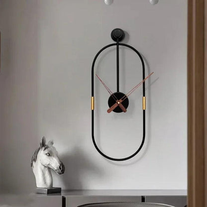 Ovalo Oval Black Metal Wall Clock Minimalist